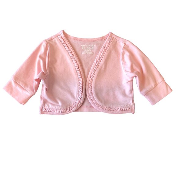 Children's Place Pink Bolero Short Cropped Jacket Long Sleeves Size 12-18M - Picture 1 of 14
